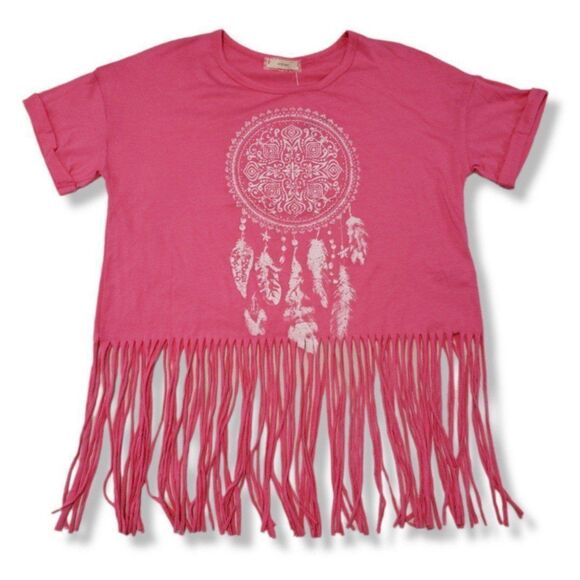 Soprano Top Size XL Dreamcatcher Graphic Print Crop Top Fringe Graphic Tee New - Picture 1 of 6